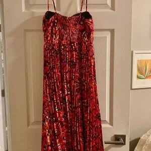 brown and orange maxi dress Petal & Pup Women's Naira Pleated Maxi Dress